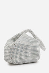 NICKI DIAMANTE MINI CHAINMAIL POUCH BAG IN SILVER