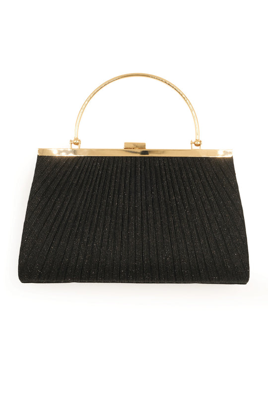 ELAINA CLUTCH WITH METAL HANDLE GRAB IN BLACK