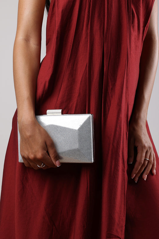 Oceane Embellished Evening Clutch In Silver