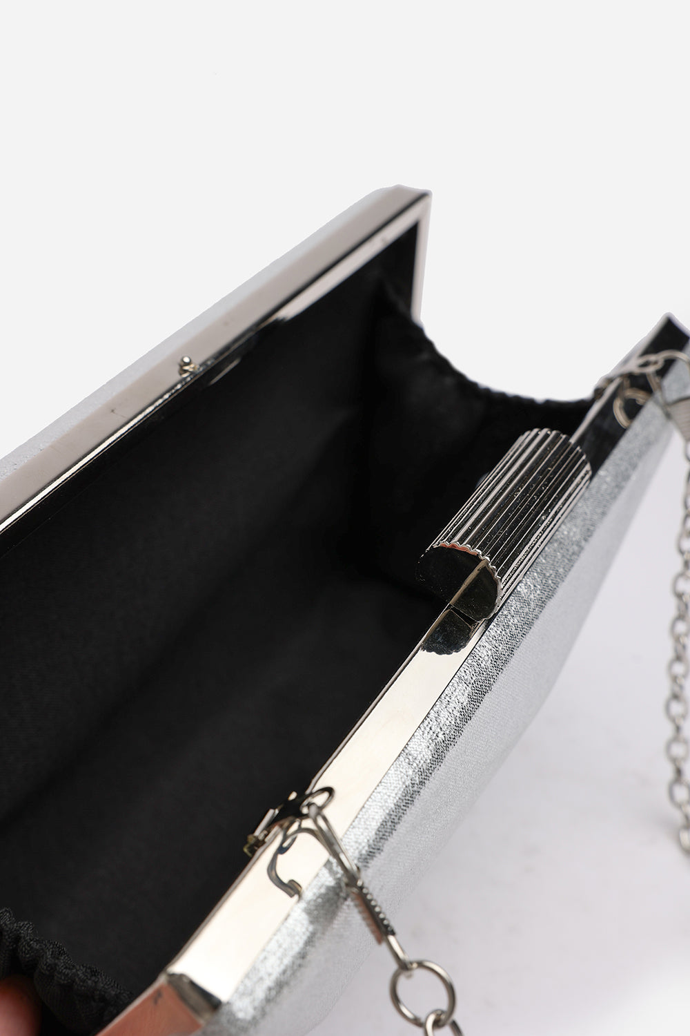 Oceane Embellished Evening Clutch In Silver