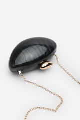 Benna Marble Acrylic Clutch In Black