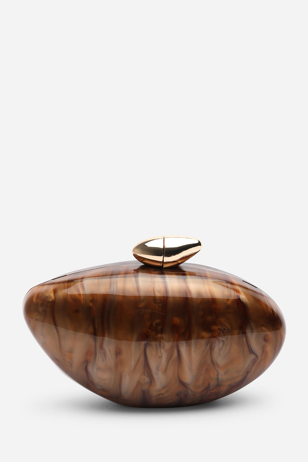 Benna Marble Acrylic Clutch In Dark Brown