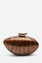 Benna Marble Acrylic Clutch In Dark Brown