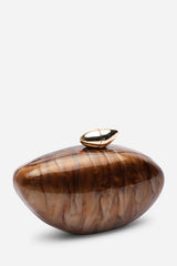 Benna Marble Acrylic Clutch In Dark Brown