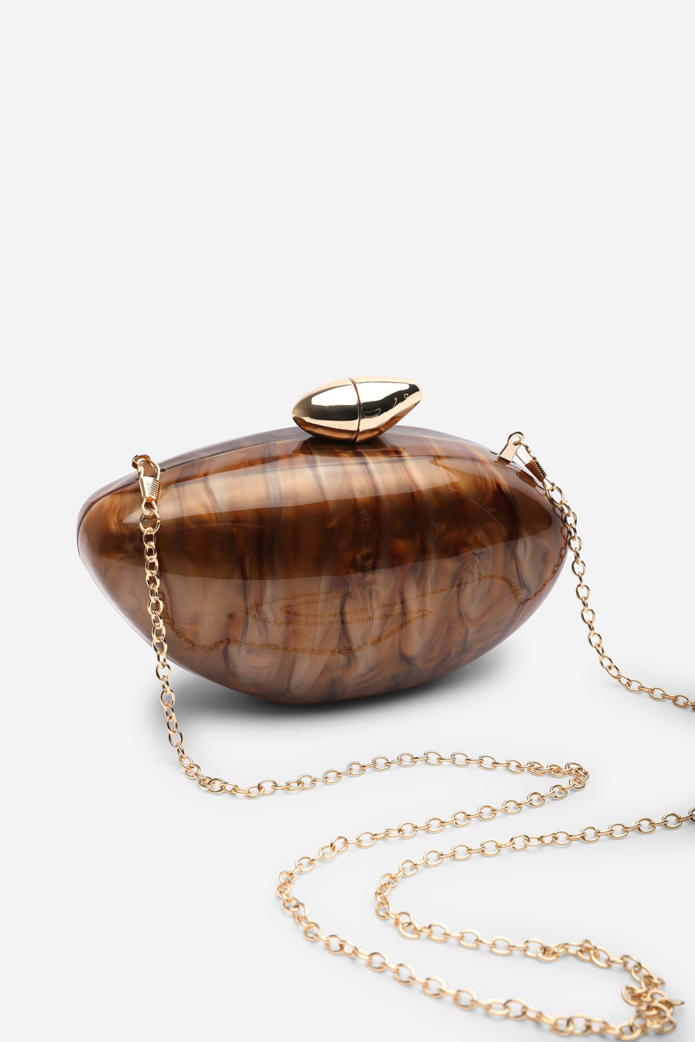 Benna Marble Acrylic Clutch In Dark Brown