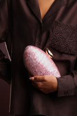 Benna Marble Acrylic Clutch In Light Pink