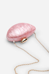 Benna Marble Acrylic Clutch In Light Pink