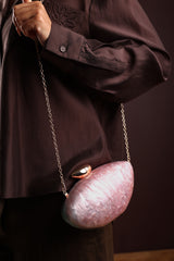 Benna Marble Acrylic Clutch In Light Pink