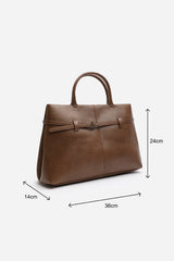 Flores Luxury Structured Leather Tote Bag in Tan