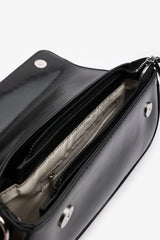 Arena Minimalist Baguette Shoulder Bag in Black Faux Leather