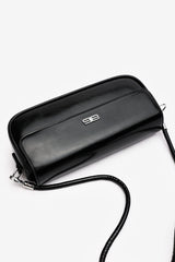Arena Minimalist Baguette Shoulder Bag in Black Faux Leather