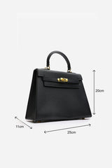 Lluvia Top Handle Satchel Mini Tote Bag with Turn-Lock Closure in Black