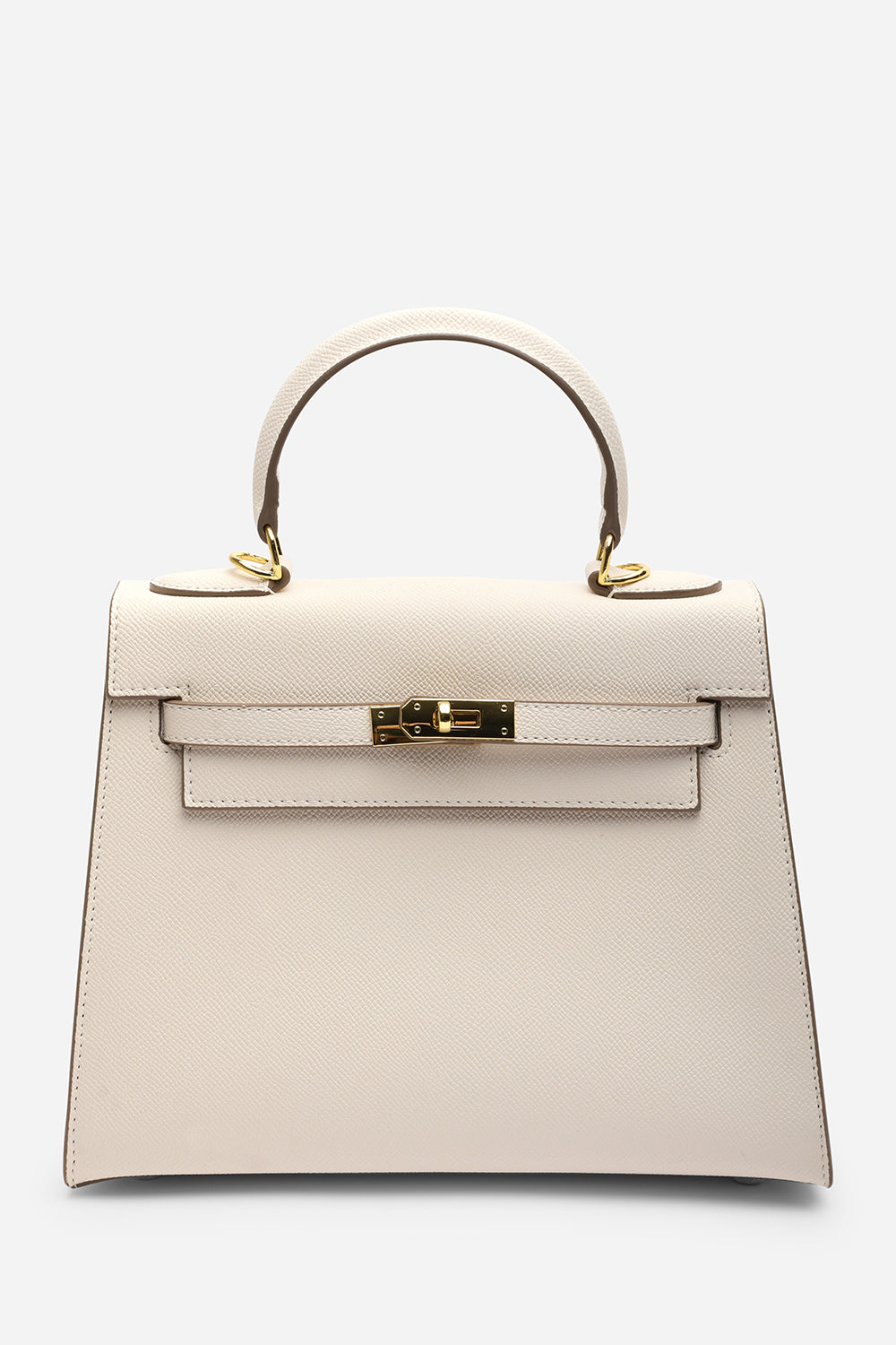 Lluvia Top Handle Satchel Mini Tote Bag with Turn-Lock Closure in Cream