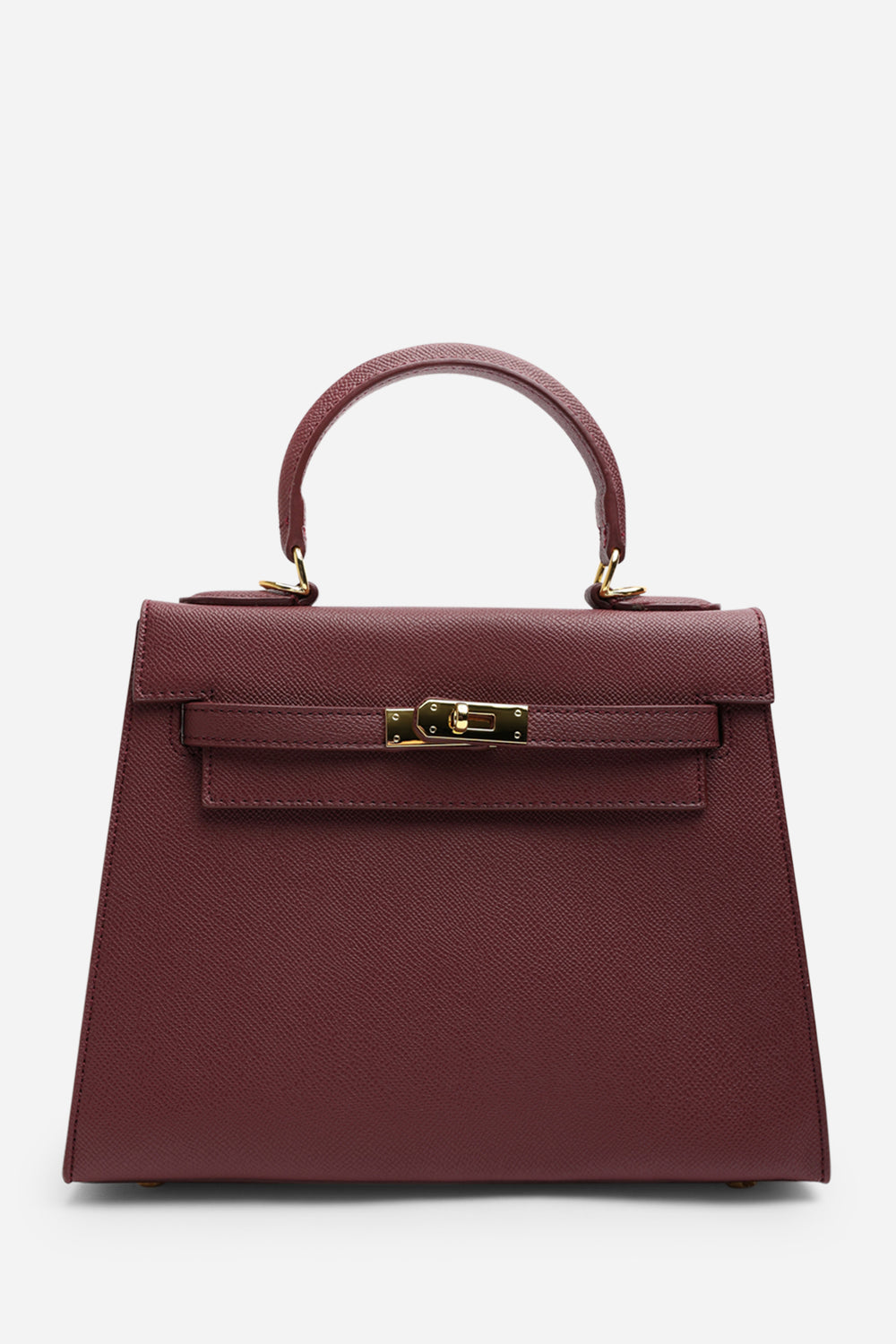 Lluvia Top Handle Satchel Mini Tote Bag with Turn-Lock Closure in Maroon