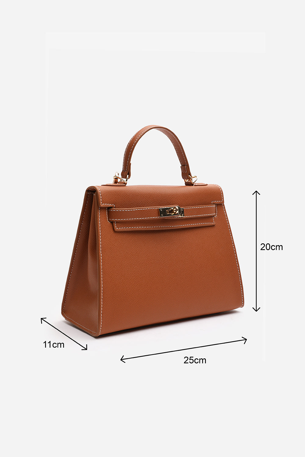 Lluvia Top Handle Satchel Mini Tote Bag with Turn-Lock Closure in Tan