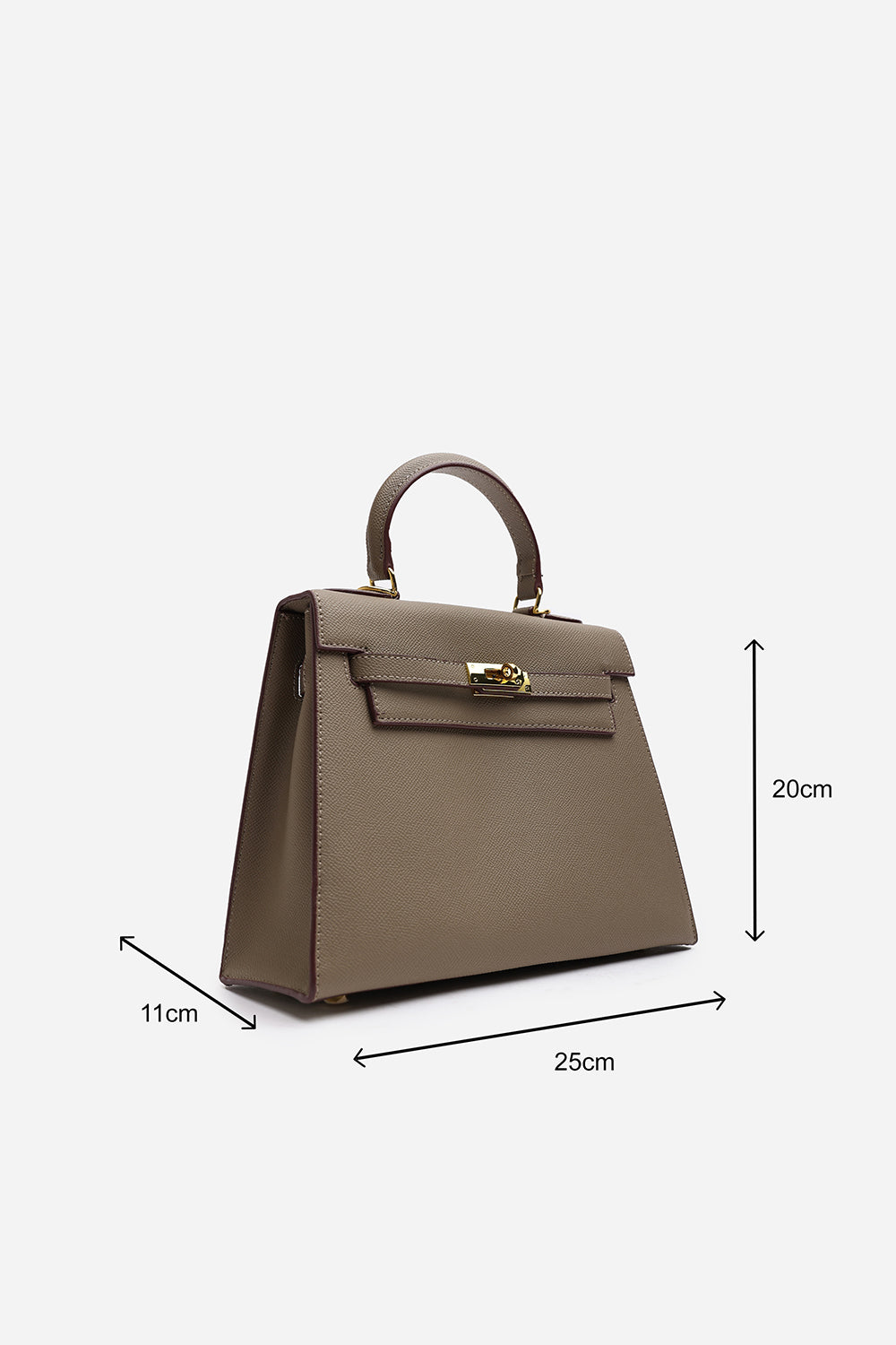 Lluvia Top Handle Satchel Mini Tote Bag with Turn-Lock Closure in Taupe