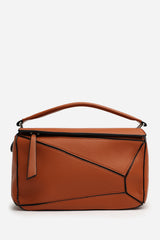 Abrazo Geometric Top Handle Bag in Tan