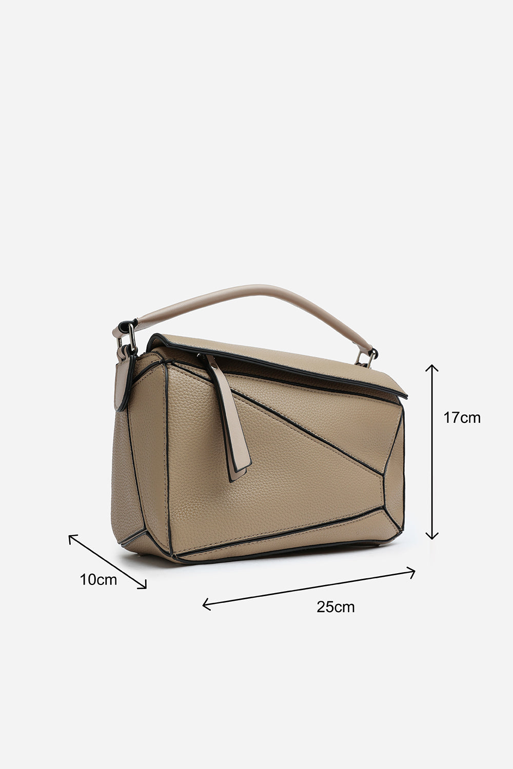 Abrazo Geometric Top Handle Bag in Taupe