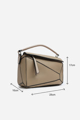 Abrazo Geometric Top Handle Bag in Taupe