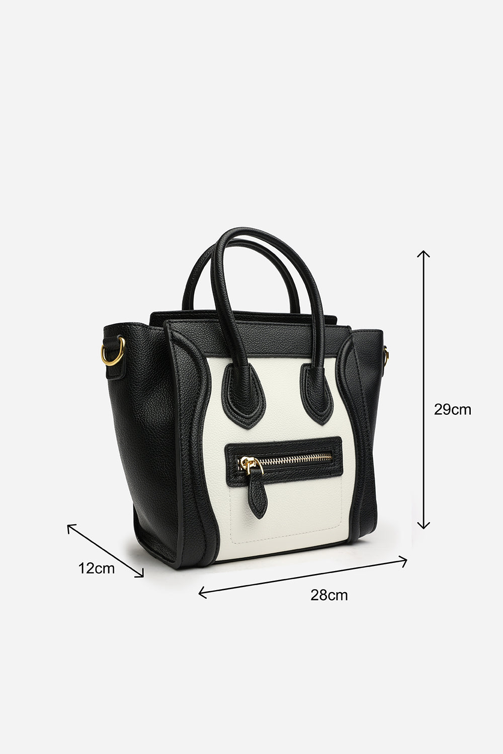 Dulce Front Zip Classic Tote Bag in Black