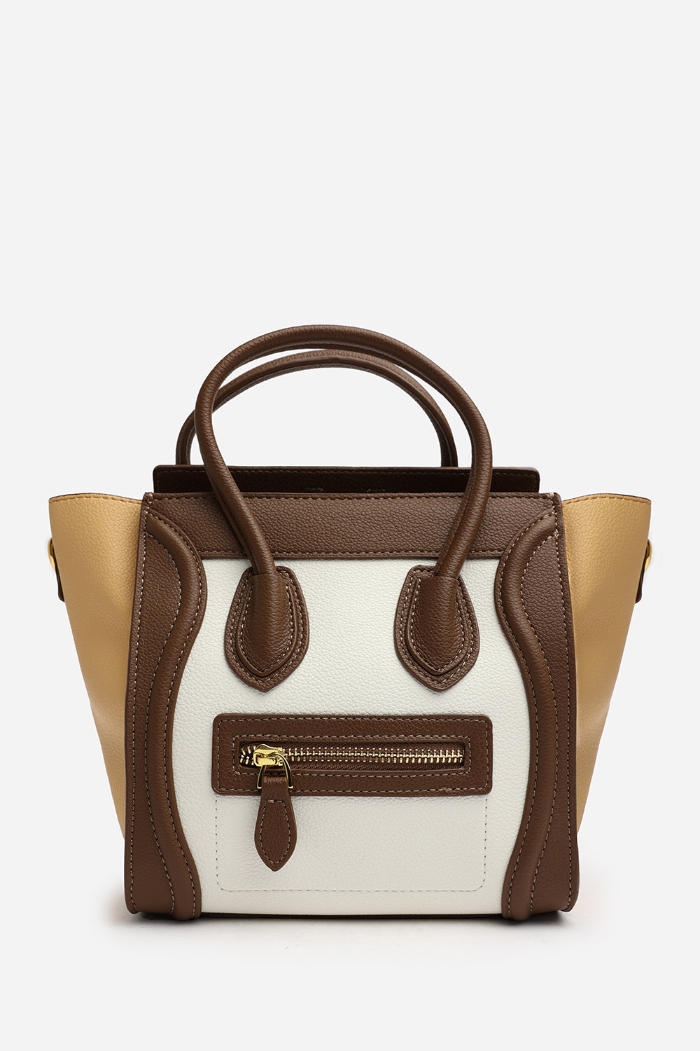 Dulce Front Zip Classic Tote Bag in Taupe
