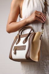 Dulce Front Zip Classic Tote Bag in Taupe