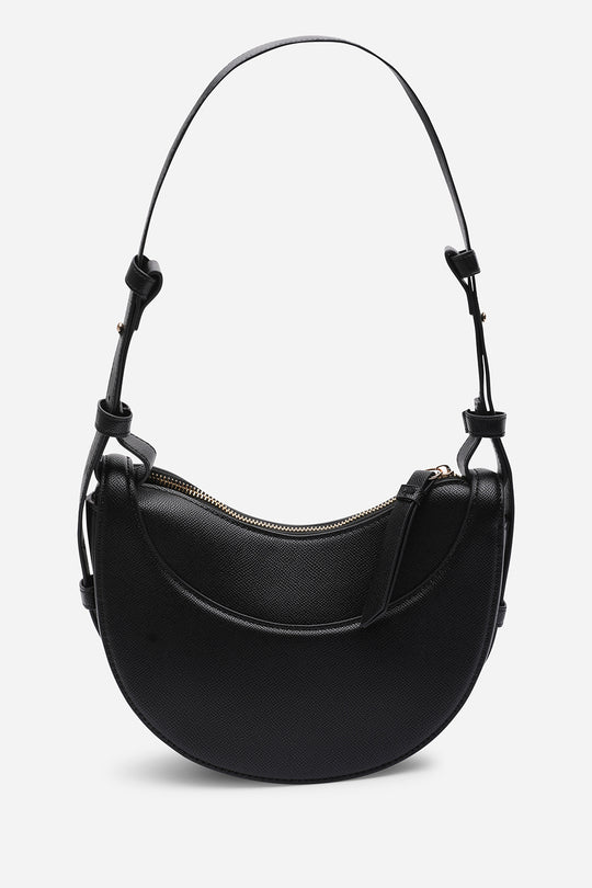 Envie Crescent Faux Leather Shoulder Bag in Black
