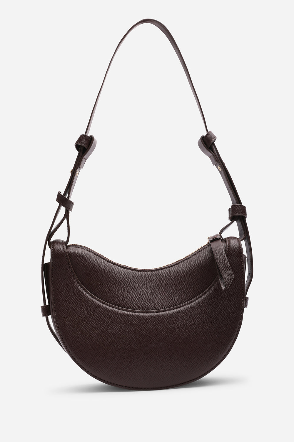 Envie Crescent Faux Leather Shoulder Bag in Dark Brown