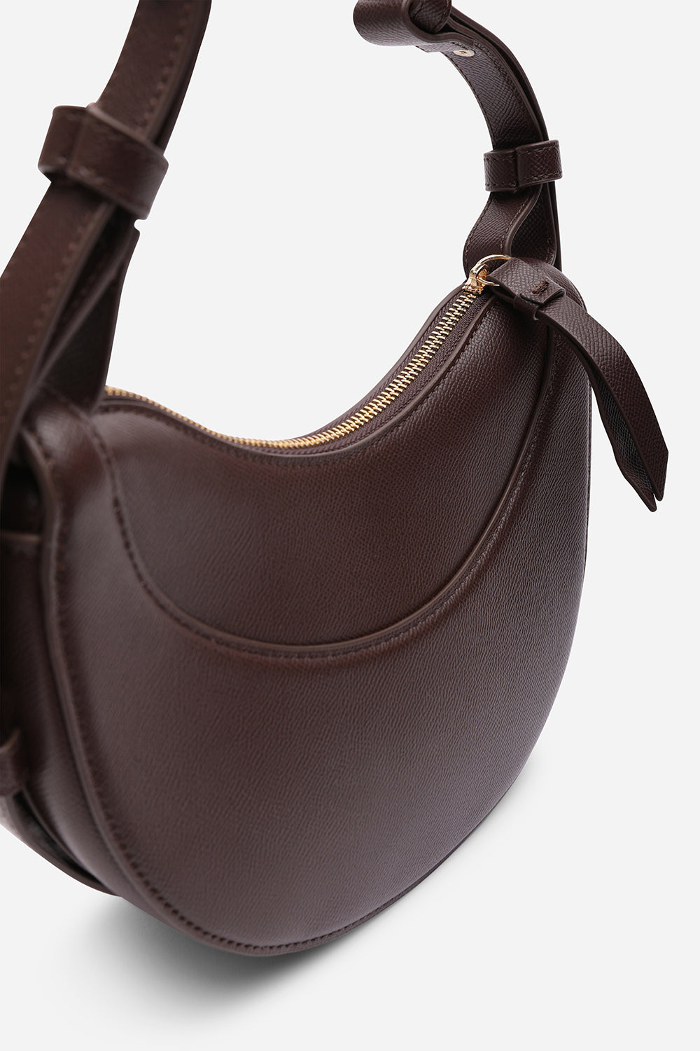Envie Crescent Faux Leather Shoulder Bag in Dark Brown
