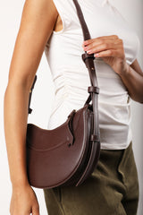 Envie Crescent Faux Leather Shoulder Bag in Dark Brown