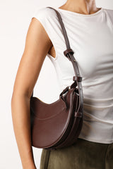 Envie Crescent Faux Leather Shoulder Bag in Dark Brown