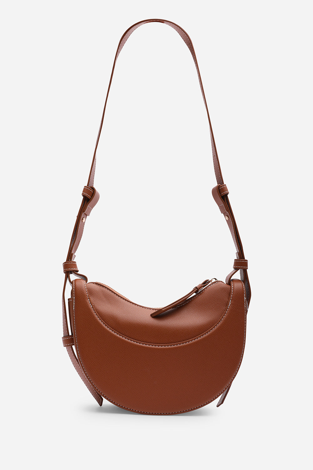 Envie Crescent Faux Leather Shoulder Bag in Tan