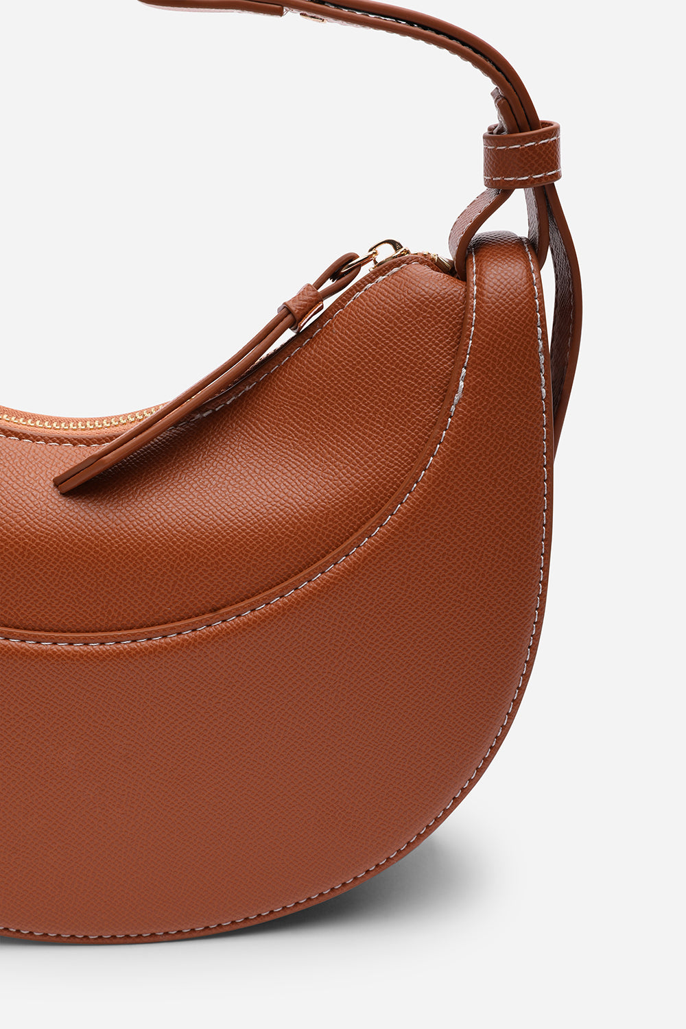 Envie Crescent Faux Leather Shoulder Bag in Tan