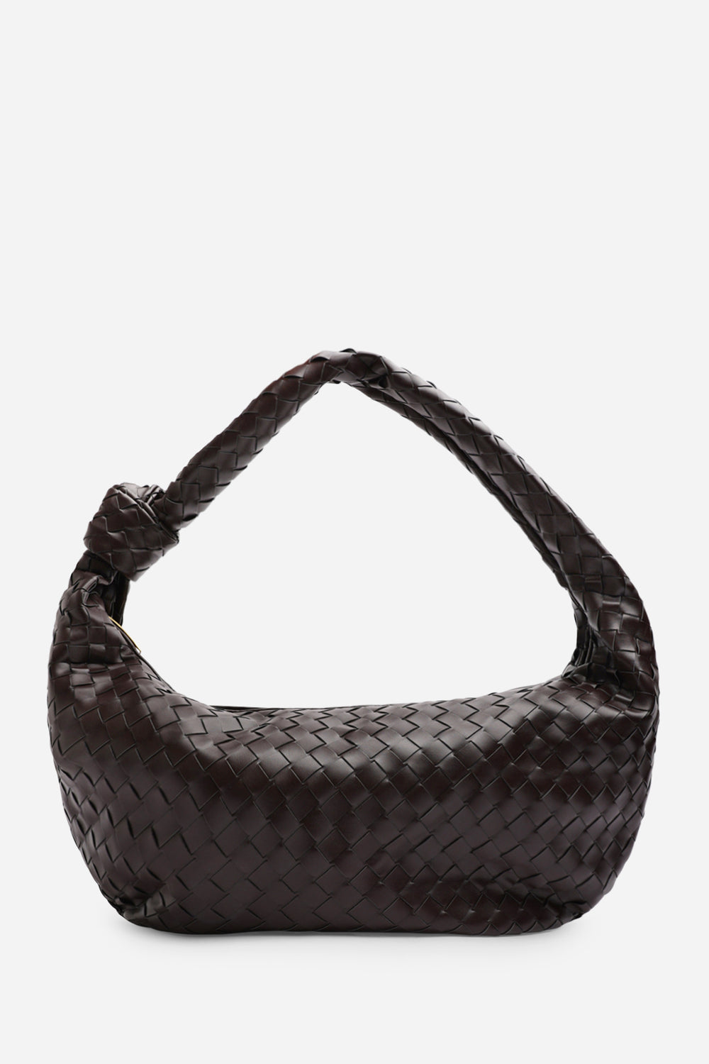 Fexia Brown Woven Shoulder Bag with Knotted Straps Detail