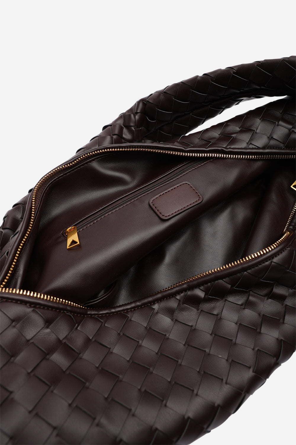 Fexia Brown Woven Shoulder Bag with Knotted Straps Detail