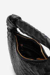 Aura Classic Woven Hobo Bag In Black