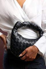 Aura Classic Woven Hobo Bag In Black