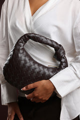Aura Classic Woven Hobo Bag In Dark Brown