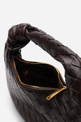Aura Classic Woven Hobo Bag In Dark Brown