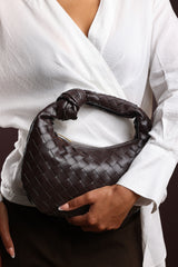 Aura Classic Woven Hobo Bag In Dark Brown