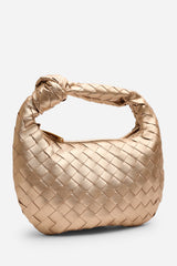 Aura Classic Woven Hobo Bag In Gold