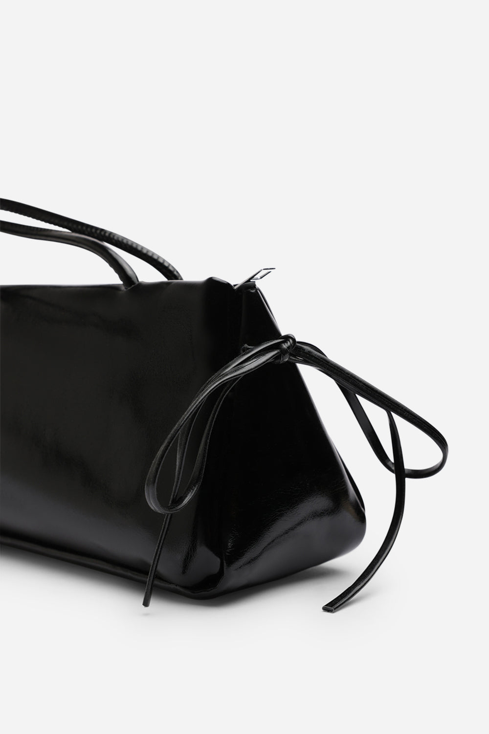 Bay Glossy Black Patent Handheld Shoulder Bag