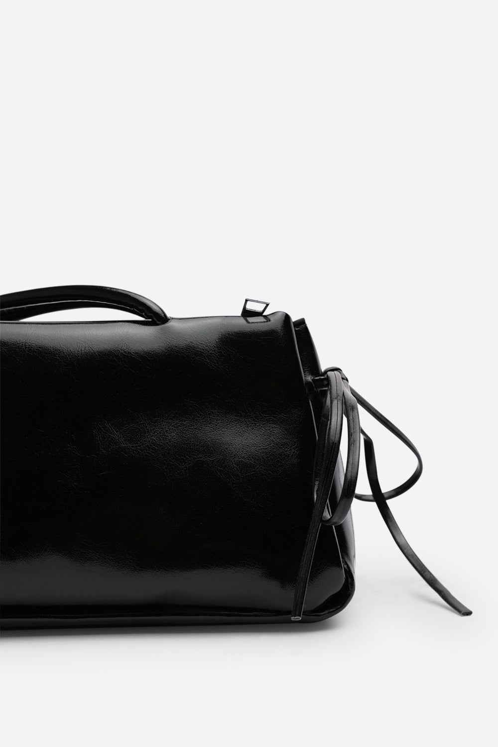 Bay Glossy Black Patent Handheld Shoulder Bag