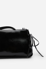 Bay Glossy Black Patent Handheld Shoulder Bag
