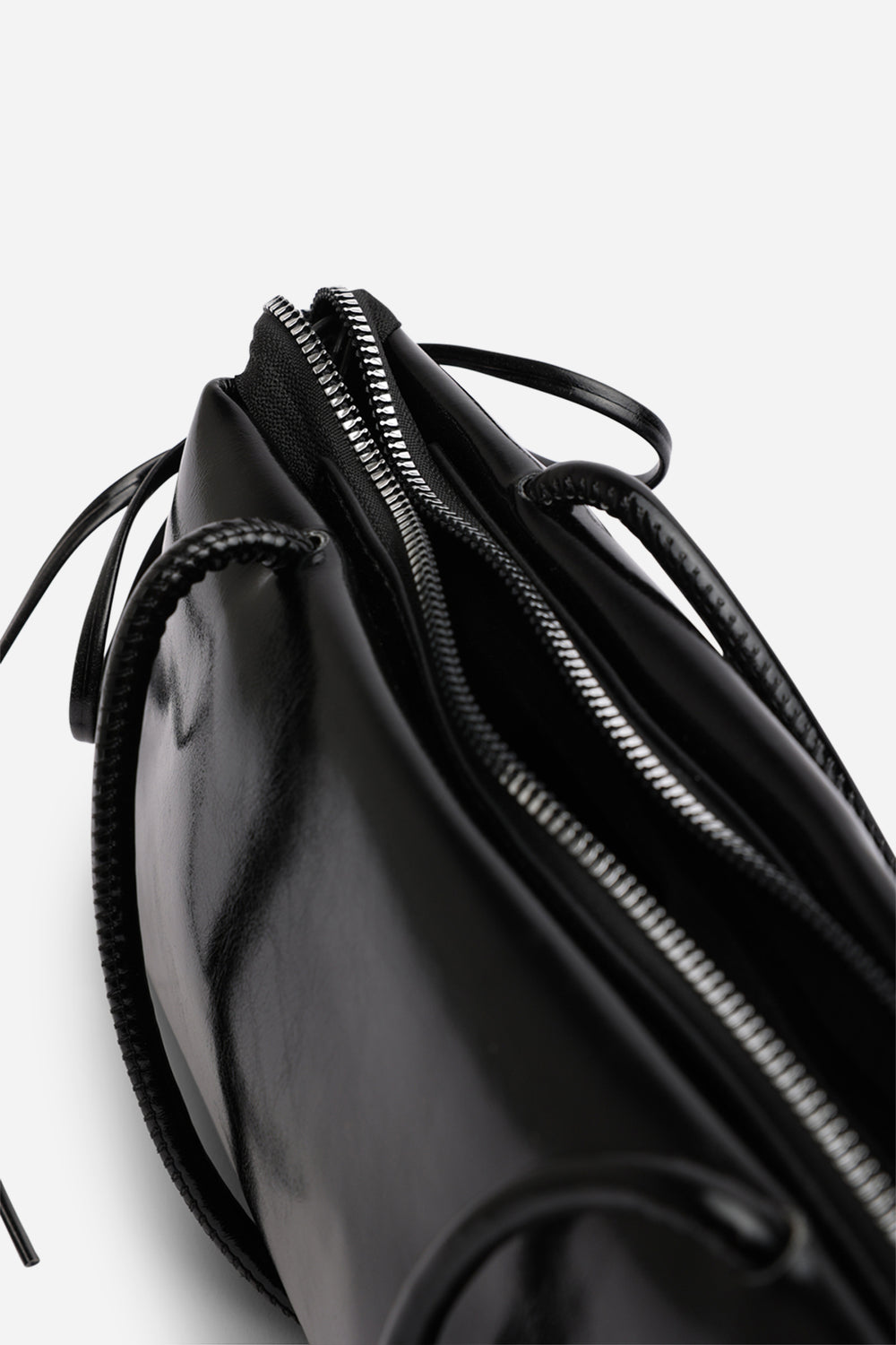 Bay Glossy Black Patent Handheld Shoulder Bag