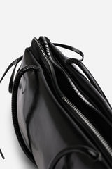 Bay Glossy Black Patent Handheld Shoulder Bag