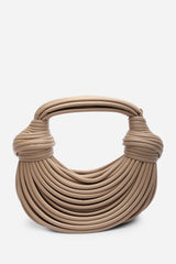 Blossom Curved Beige Metallic Shoulder Bag