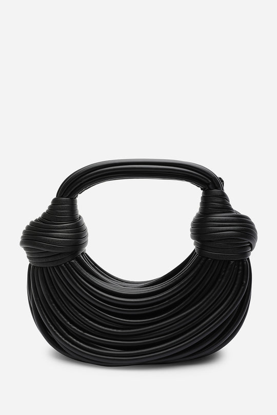 Blossom Curved Black Metallic Shoulder Bag