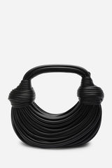 Blossom Curved Black Metallic Shoulder Bag