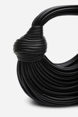 Blossom Curved Black Metallic Shoulder Bag